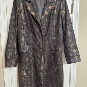 Erin London Brown Snake Print Trench Coat